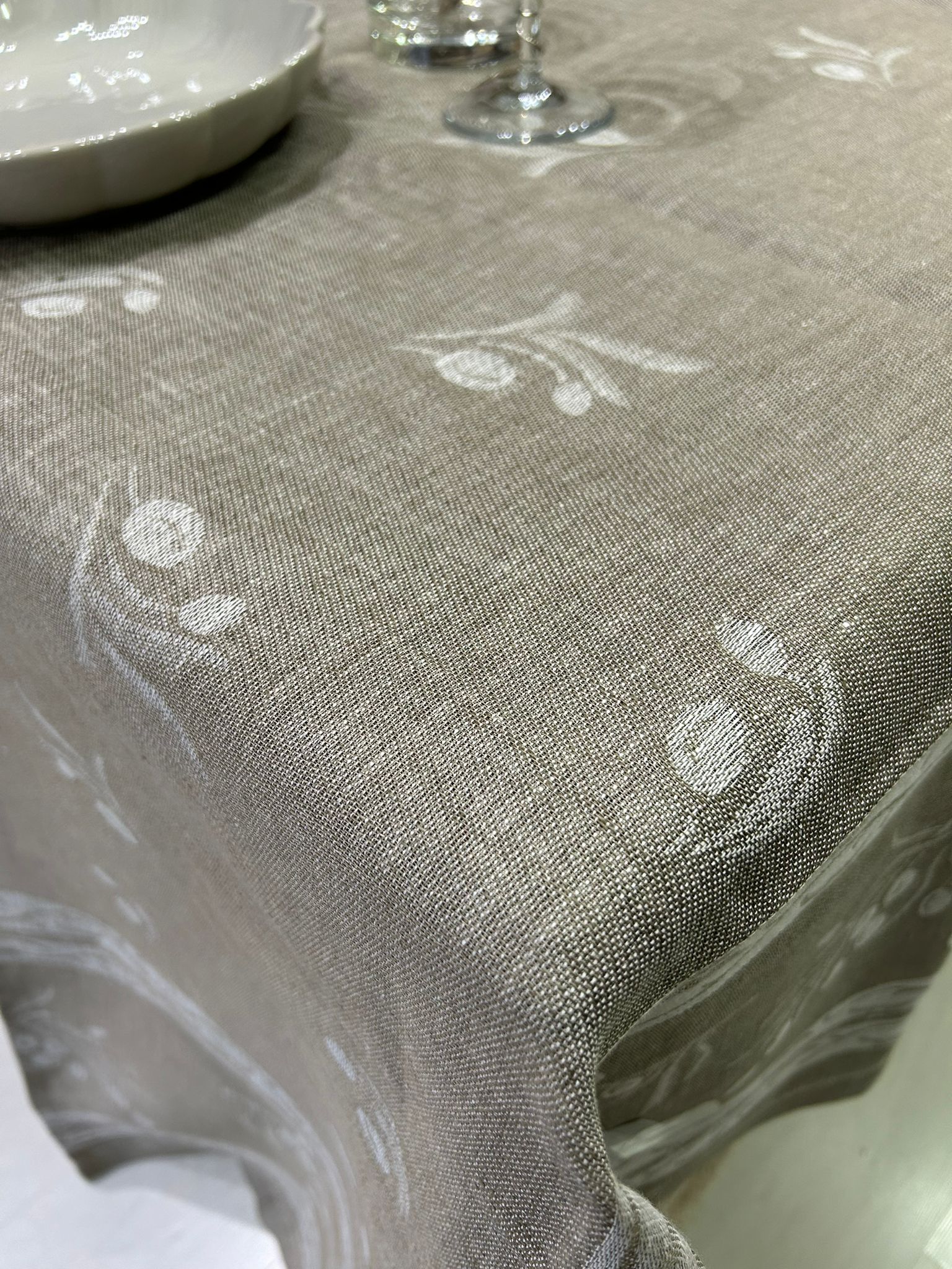 TABLECLOTH OLIVE PURE LINEN