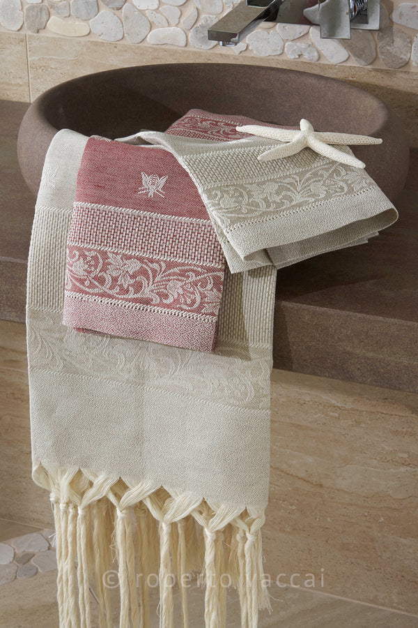 PAIR OF PURE LINEN BEES TOWELS