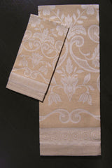PAIR OF LINEN MIXED DAMASK TOWELS